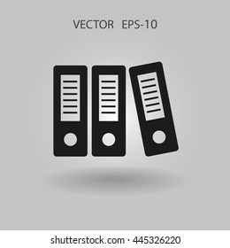 Flat long shadow Row of binders icon, vector illustration