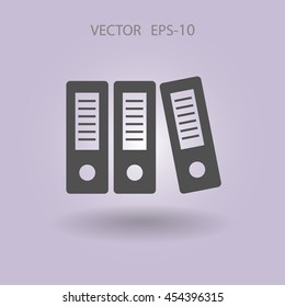 Flat long shadow Row of binders icon, vector illustration