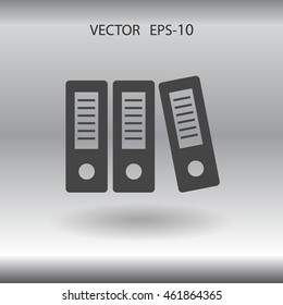 Flat long shadow Row of binders icon, vector illustration