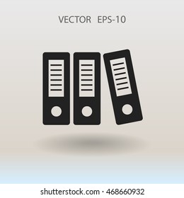 Flat long shadow Row of binders icon, vector illustration
