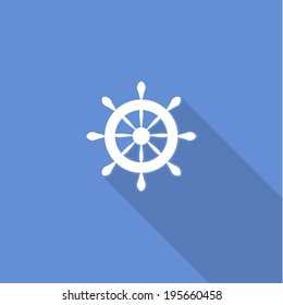 Flat long shadow sea icon: isolated on blue pictogram