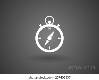 Flat long shadow Stopwatch icon, vector illustration