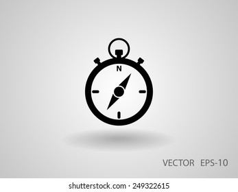 Flat long shadow Stopwatch icon, vector illustration