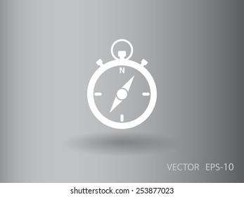 Flat long shadow Stopwatch icon, vector illustration