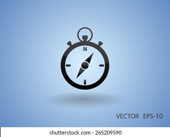 Flat long shadow Stopwatch icon, vector illustration