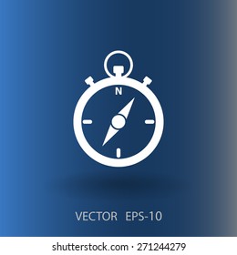 Flat long shadow Stopwatch icon, vector illustration