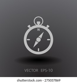 Flat long shadow Stopwatch icon, vector illustration