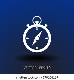 Flat long shadow Stopwatch icon, vector illustration
