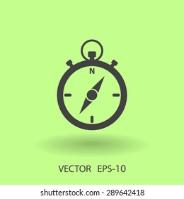 Flat long shadow Stopwatch icon, vector illustration