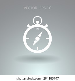 Flat long shadow Stopwatch icon, vector illustration