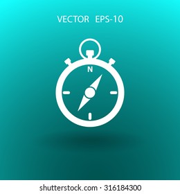 Flat long shadow Stopwatch icon, vector illustration