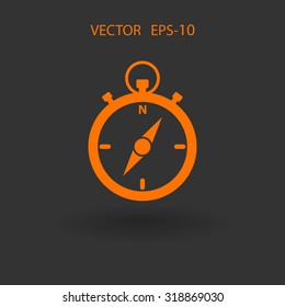 Flat long shadow Stopwatch icon, vector illustration