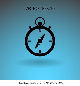 Icono de Stopwatch de sombra larga plana, ilustración vectorial