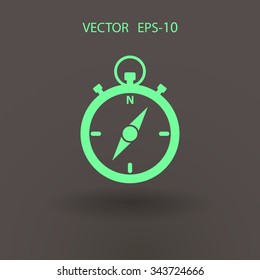 Flat long shadow Stopwatch icon, vector illustration