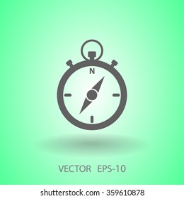 Flat long shadow Stopwatch icon, vector illustration