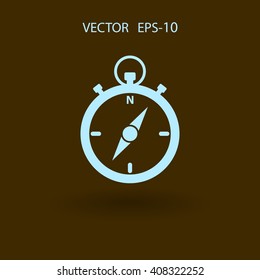 Flat long shadow Stopwatch icon, vector illustration