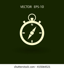 Flat long shadow Stopwatch icon, vector illustration