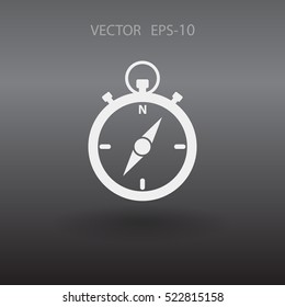 Flat long shadow Stopwatch icon, vector illustration