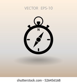 Flat long shadow Stopwatch icon, vector illustration