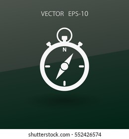 Flat long shadow Stopwatch icon, vector illustration