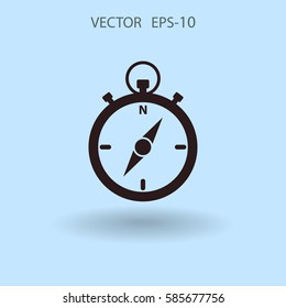 Flat long shadow Stopwatch icon, vector illustration