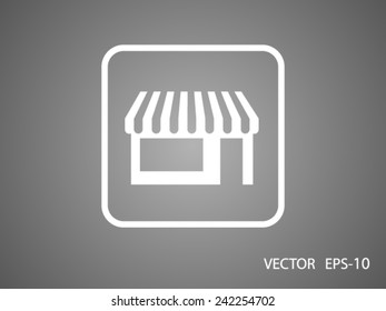 Flat long shadow Store icon, vector illustration
