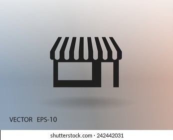 Flat long shadow Store icon, vector illustration