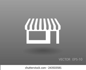 Flat long shadow Store icon, vector illustration