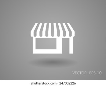 Flat long shadow Store icon, vector illustration