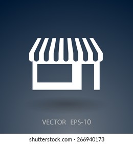 Flat long shadow Store icon, vector illustration