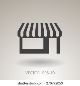 Flat long shadow Store icon, vector illustration