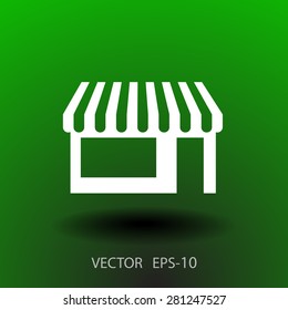 Flat long shadow Store icon, vector illustration