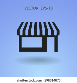 Flat long shadow Store icon, vector illustration