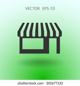 Flat long shadow Store icon, vector illustration