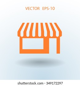 Flat long shadow Store icon, vector illustration