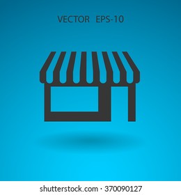 Icono de almacén de sombra larga plana, ilustración vectorial