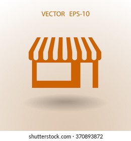 Flat long shadow Store icon, vector illustration