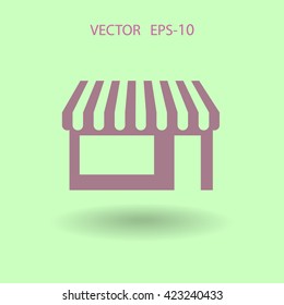 Flat long shadow Store icon, vector illustration