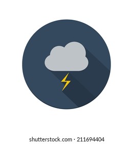 Flat long shadow storm icon isolated on white background