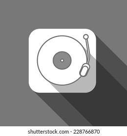 Flat long shadow trendy record player icon design