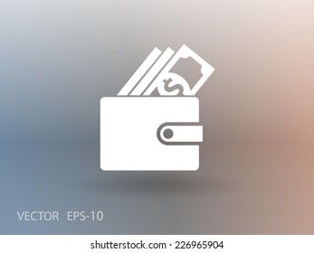 Icono de la cartera de sombra larga plana, ilustración vectorial