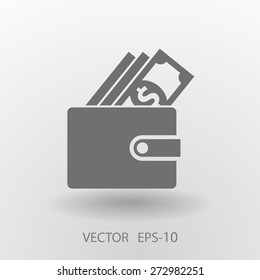Flat long shadow Wallet icon, vector illustration