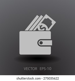 Flat long shadow Wallet icon, vector illustration