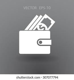 Flaches, langes Schatten-Geldbeutel-Symbol, Vektorgrafik
