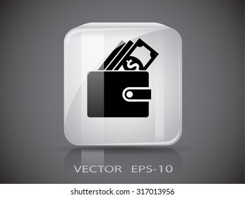 Flat long shadow Wallet icon, vector illustration