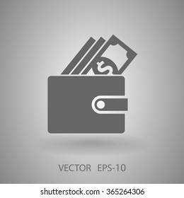 Flat long shadow Wallet icon, vector illustration
