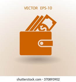 Flat long shadow Wallet icon, vector illustration