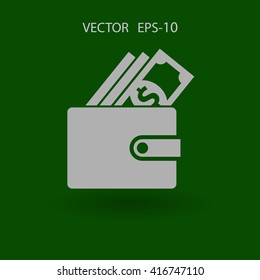 ícone Wallet de sombra longa plana, ilustração de vetor
