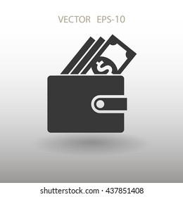 Flat long shadow Wallet icon, vector illustration