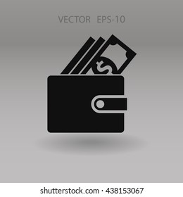 Flat long shadow Wallet icon, vector illustration